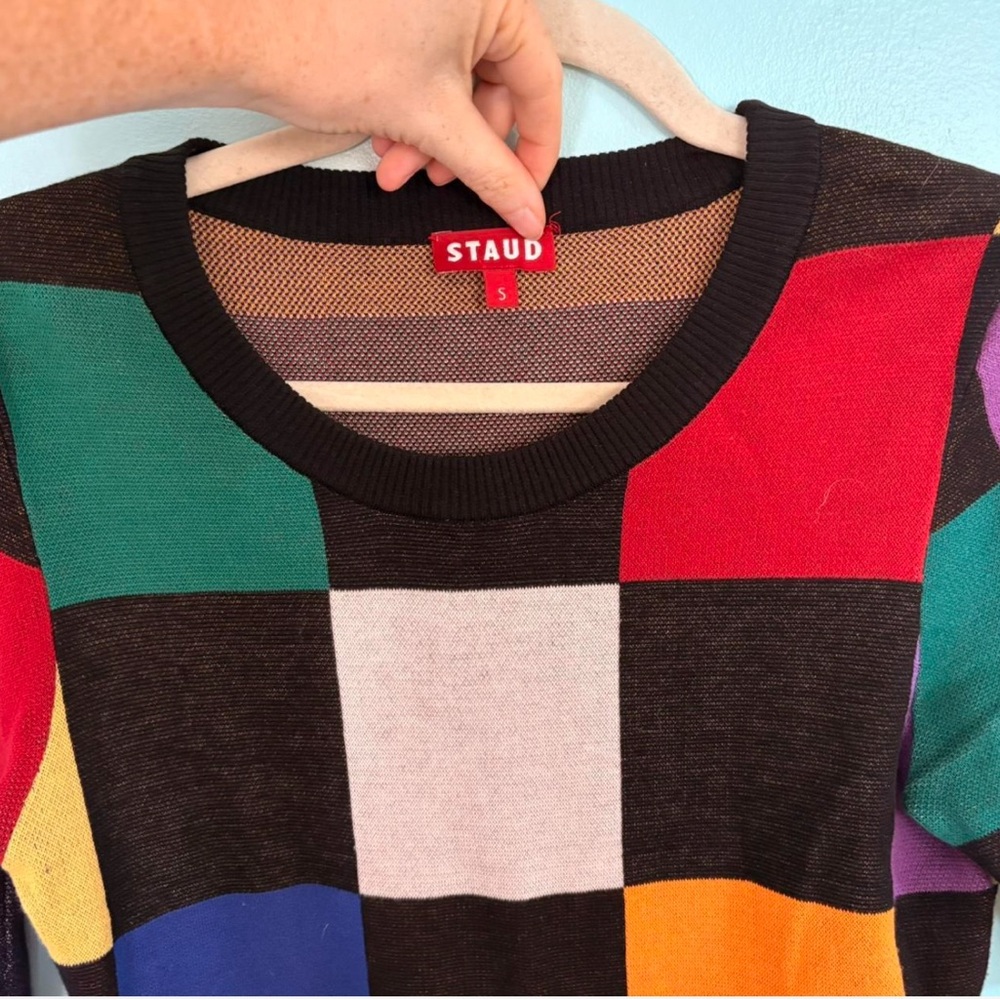 Staud Multicolor Patchwork Mini Dress - image 3